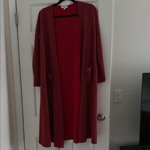 Women's Red Open Front Cardigan
